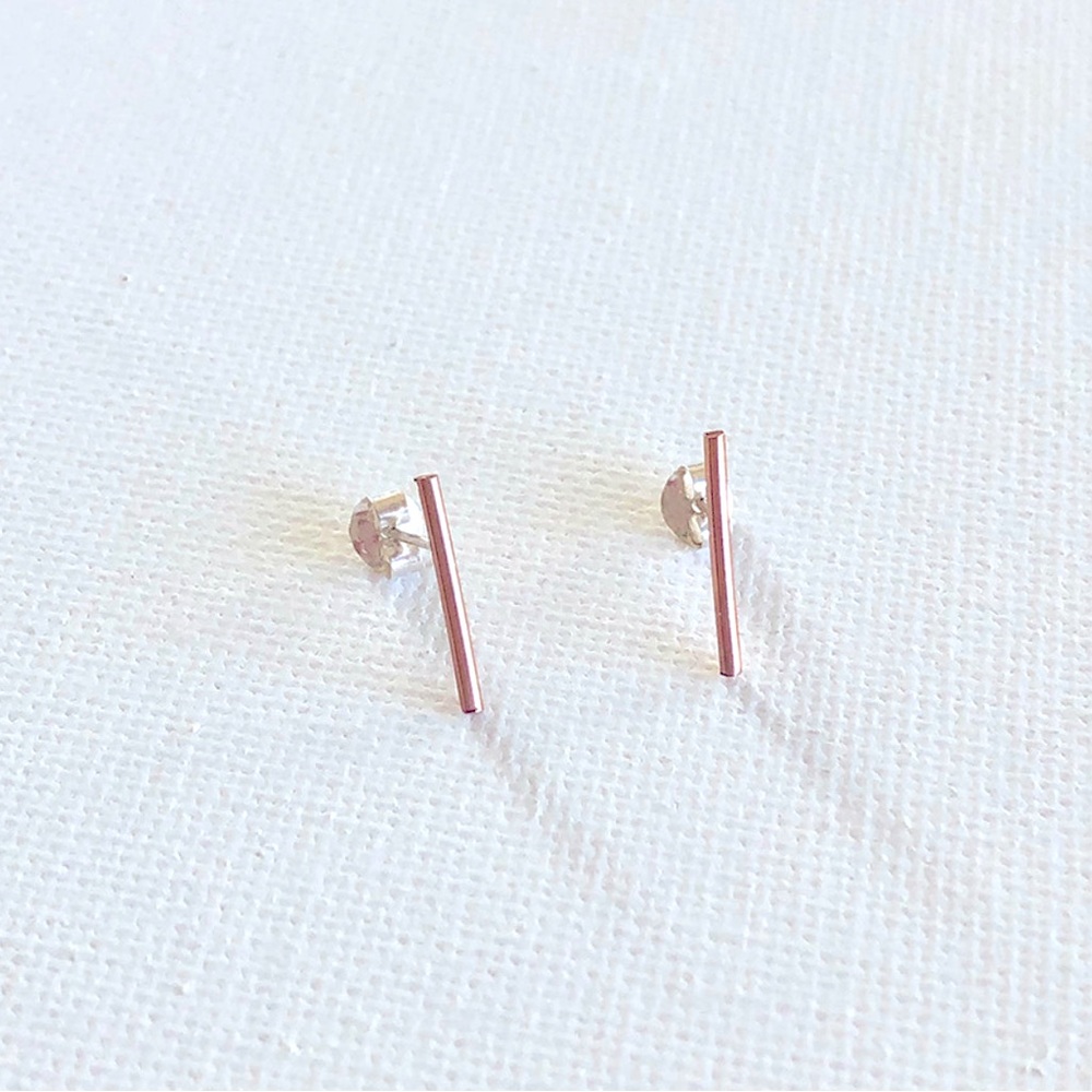 New Bar Stud Earrings in 14k Rose Gold